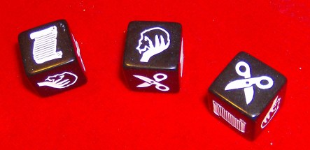 Stein, Schere Papier Würfel