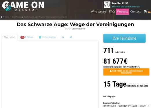 Game On Tabletops - Projekt nach dem Pledge