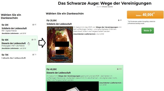 Auswahl des Dankeschön